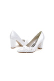 Sweet Pointed Toe Chunky Heels with Lace
