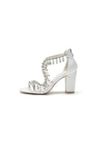 Sexy Open Toe Thin Strap Chunky Heels With Rhinestone