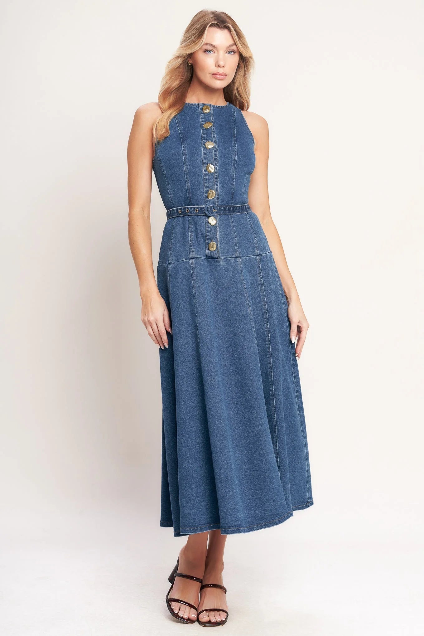 SUNDAY STROLL DENIM MIDI DRESS