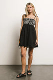 Abstract Embroidered Mini Dress in Black FINAL SALE