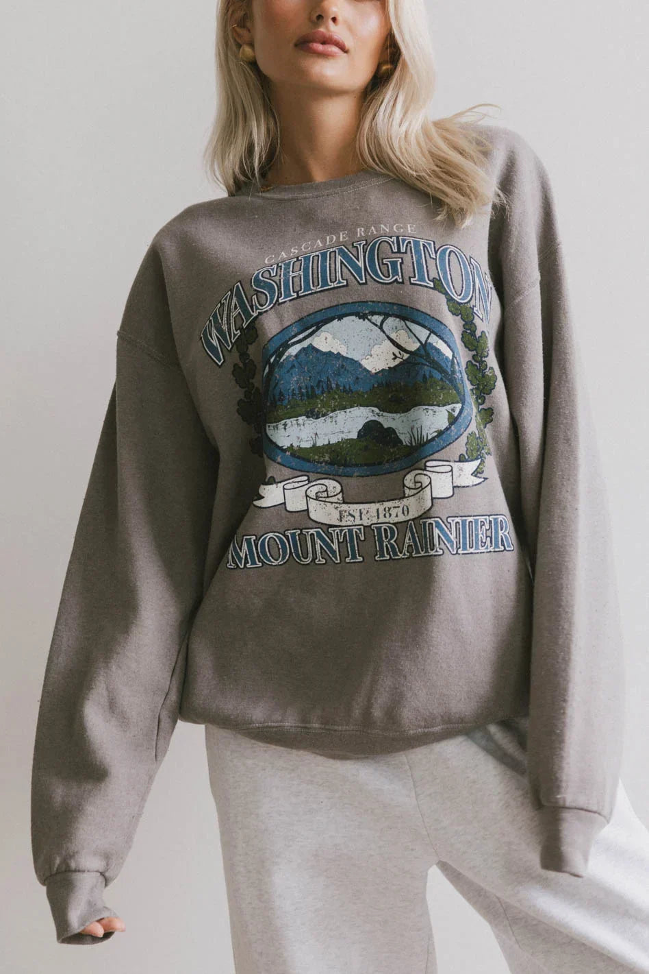 Mount Rainier Crewneck in Grey FINAL SALE