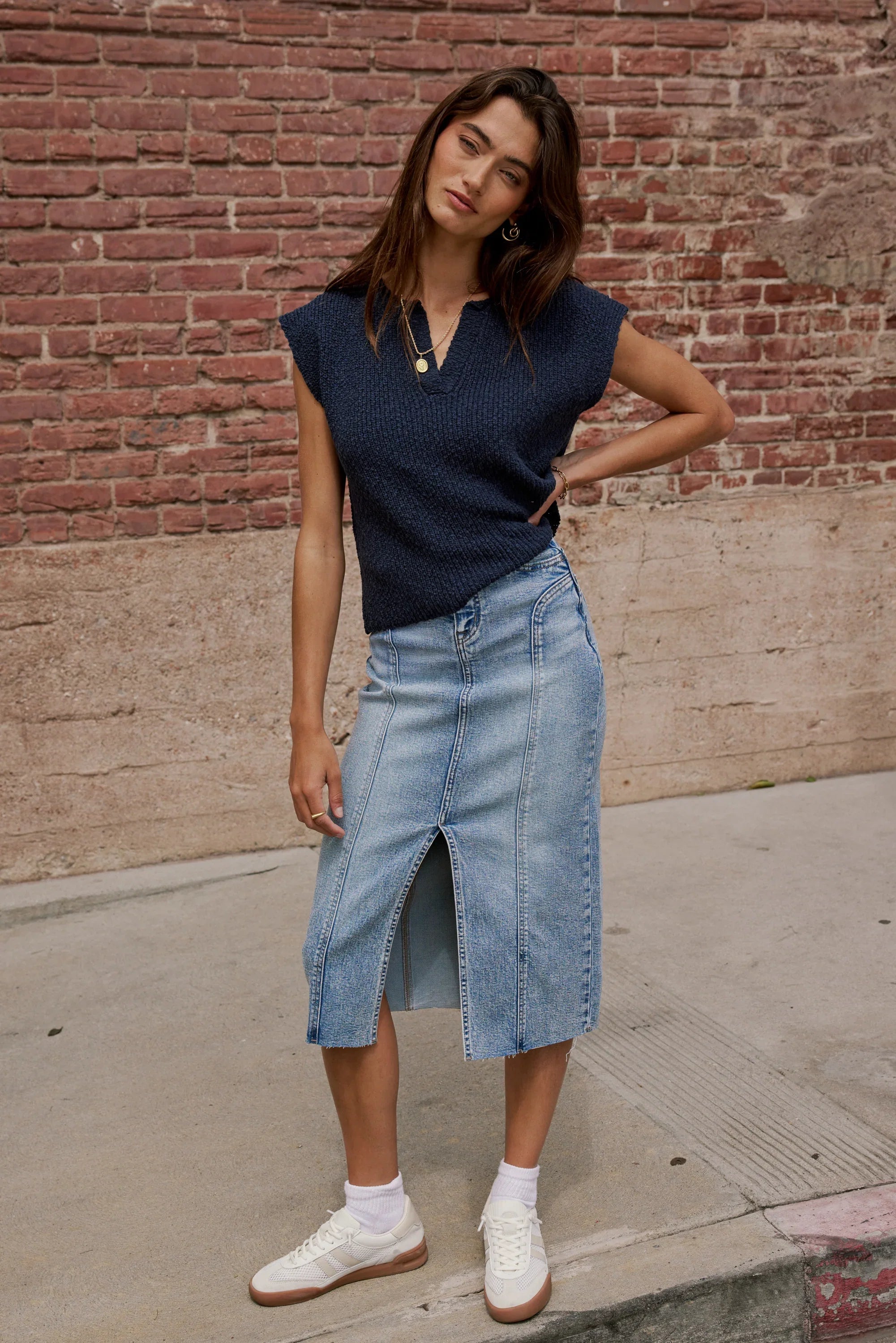 Aliza Denim Midi Skirt