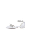 Pointed Toe Rhinestone Beaded Ankle Strap Kitten Heels