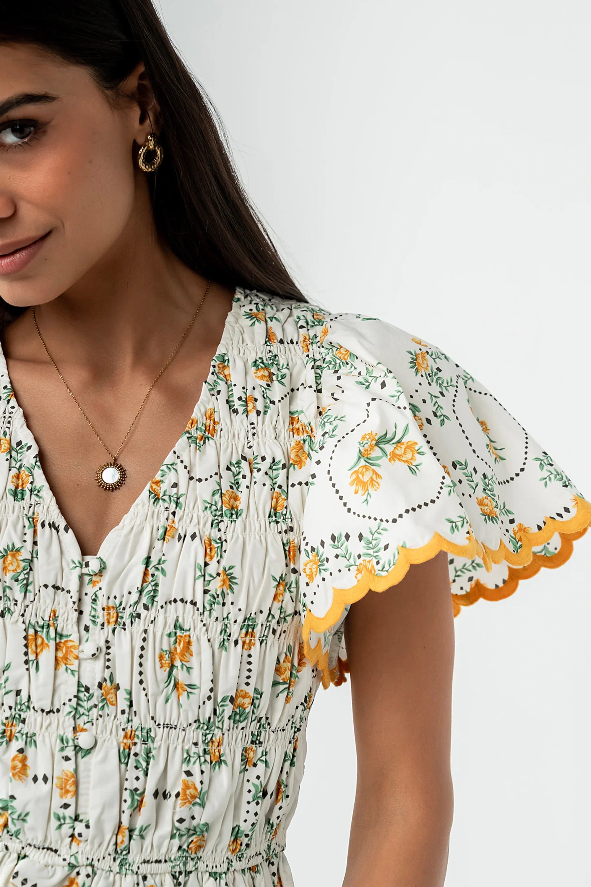 Rusty Smocked Blouse