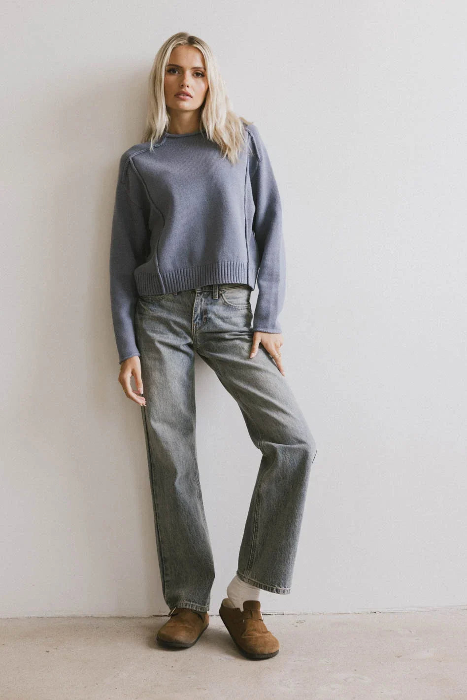 Leander Knit Sweater in Dark Blue FINAL SALE