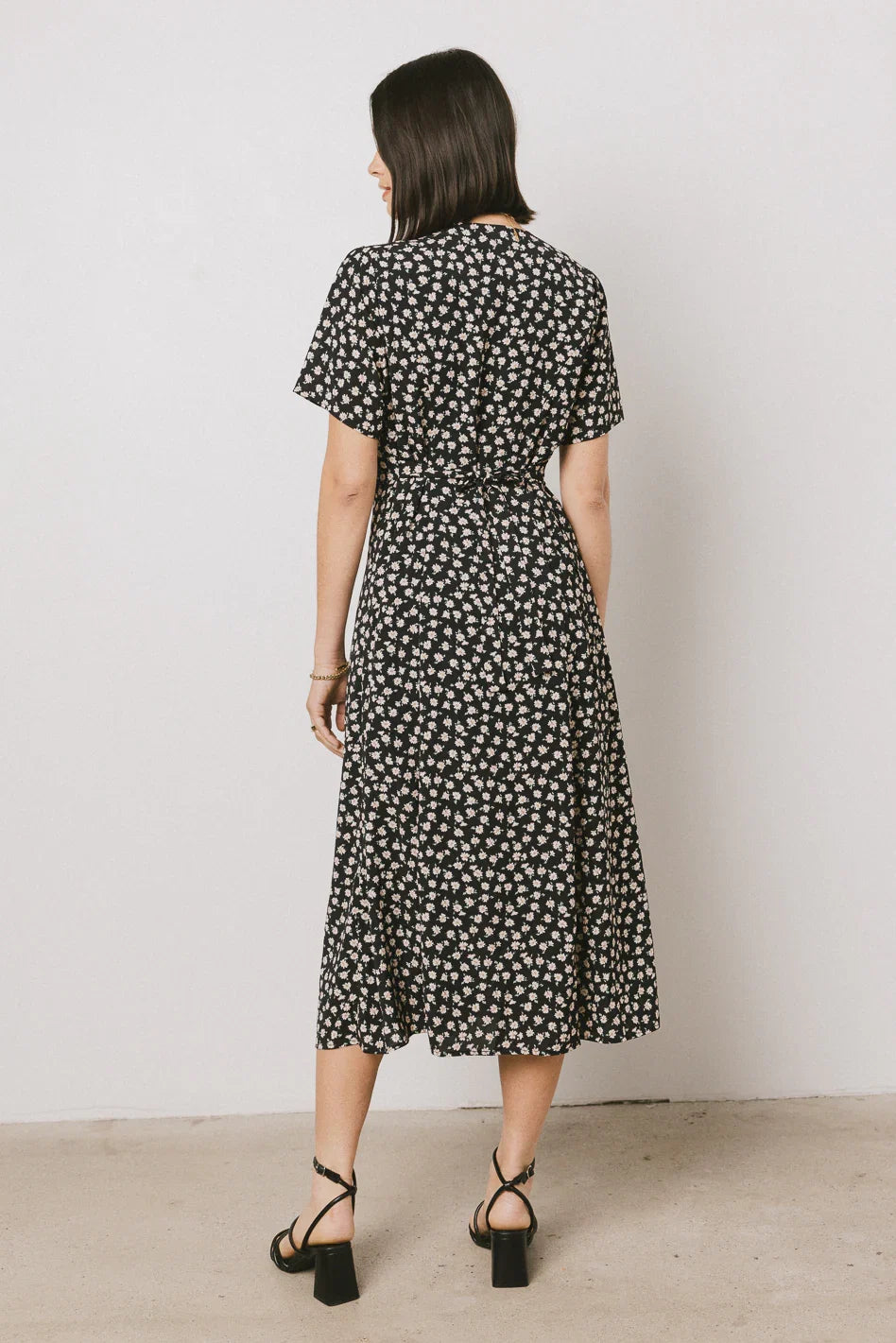 Malik Floral Midi Dress in Black FINAL SALE