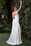 Audra Gown Off White ONE SHOULDER LUXE SATIN CORSET GOWN