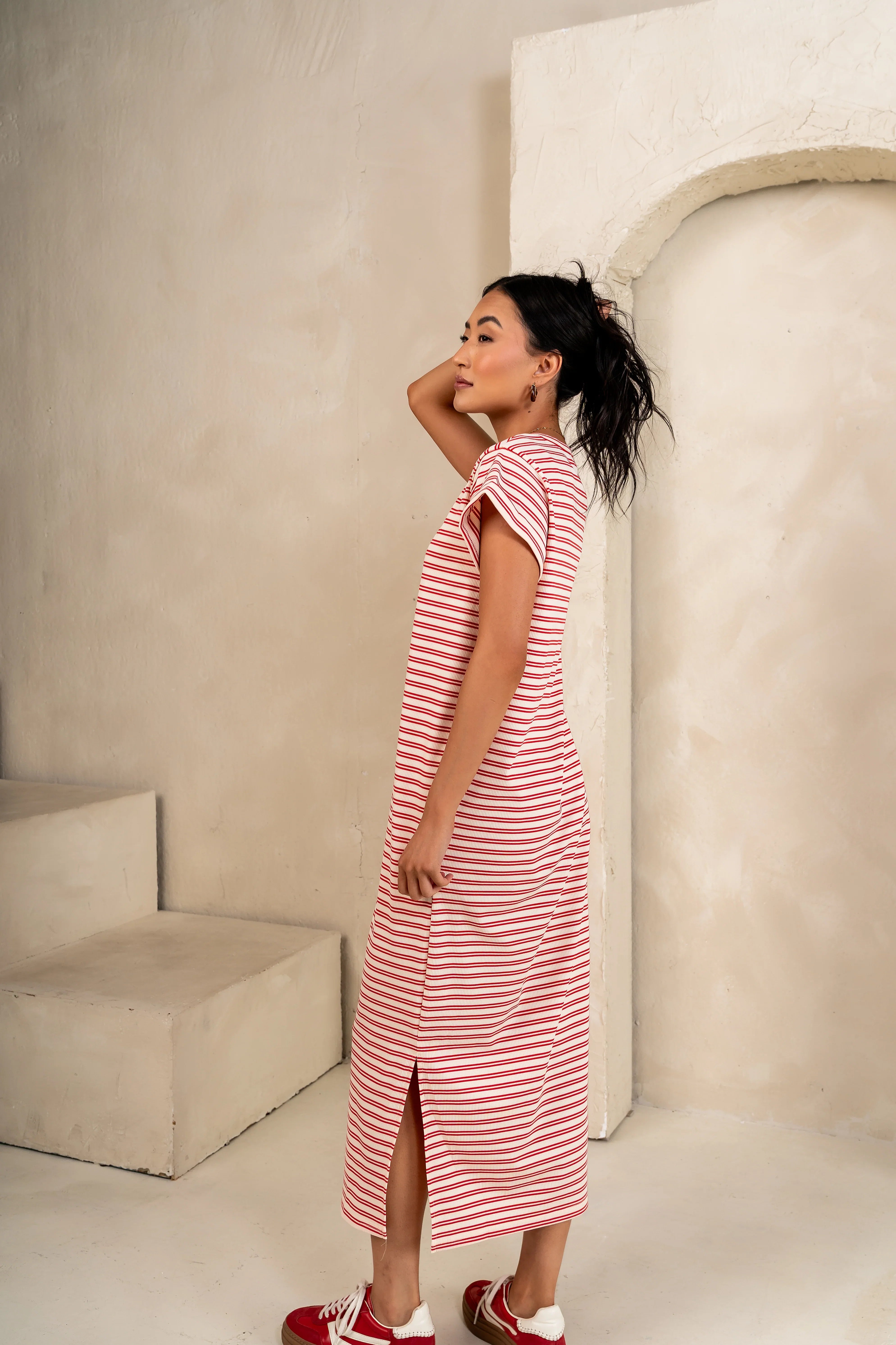 Esme Striped Maxi Dress in Red FINAL SALE
