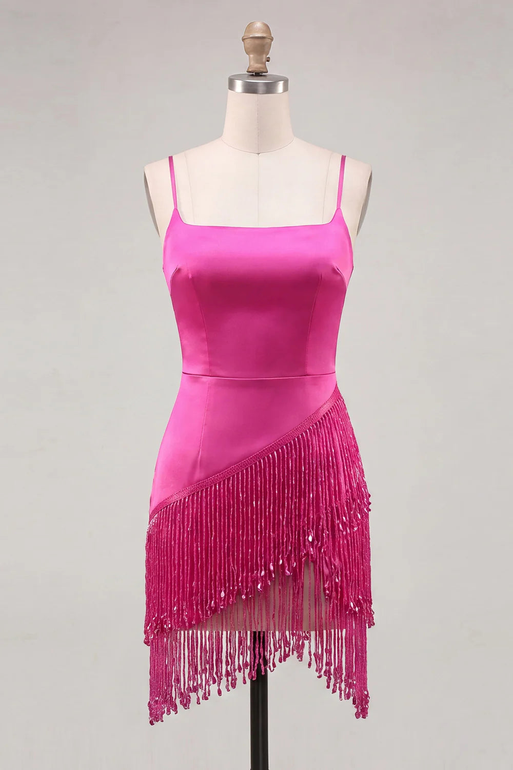 Gold Fringed Satin Bodycon Short Homecoming Dress