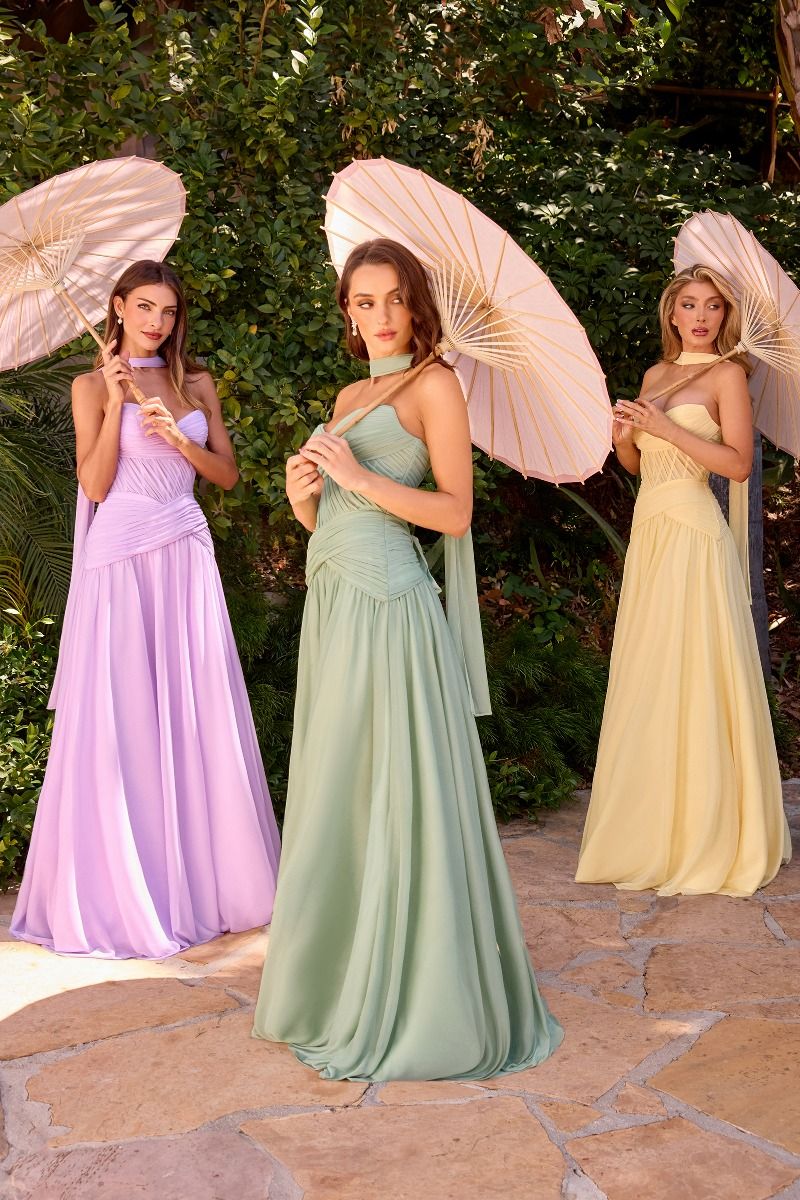 Kimberly Gown Chiffon A line Dress With Scarf