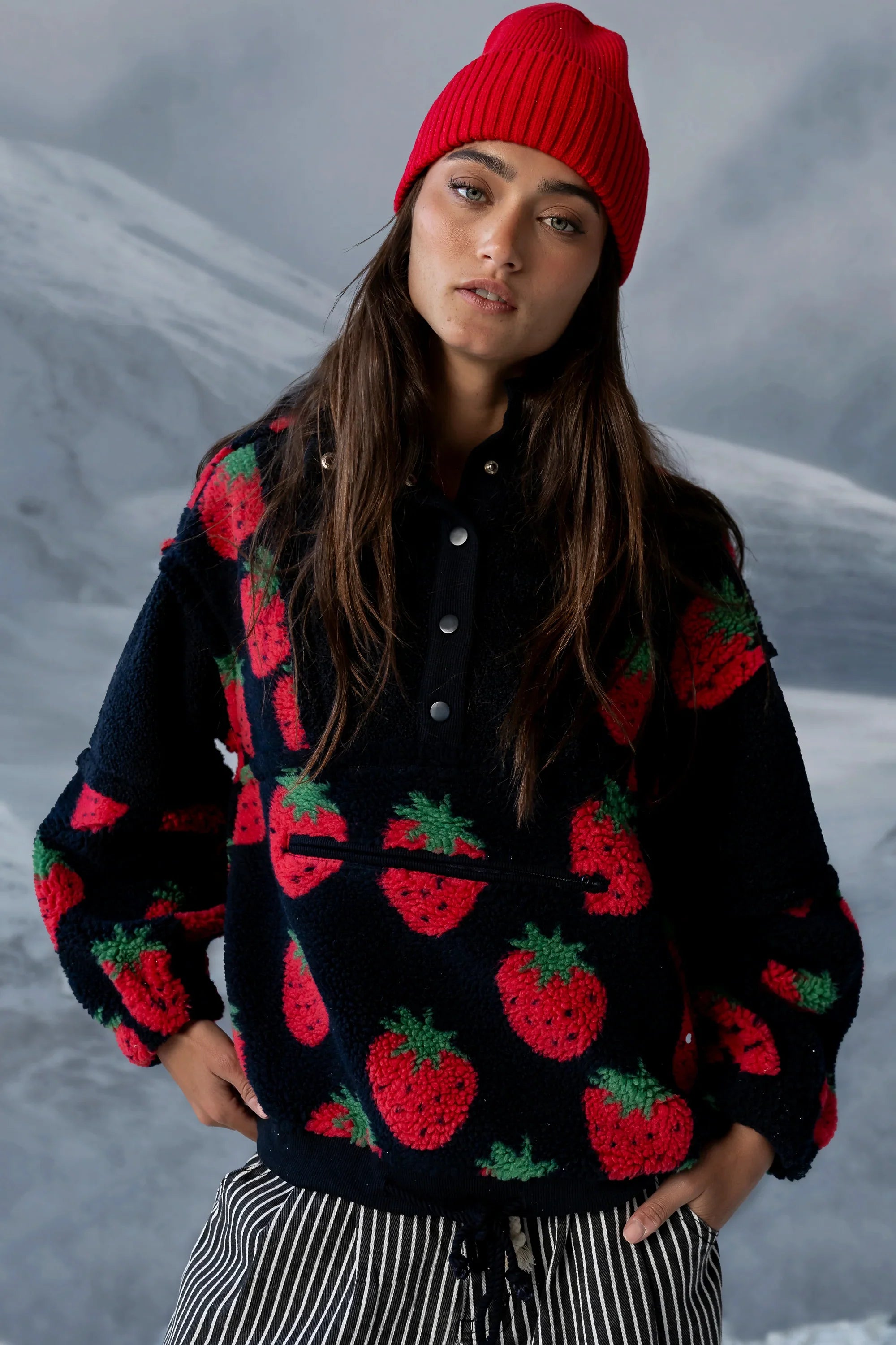 Maria Oversized Sherpa Jacket in Navy FINAL SALE