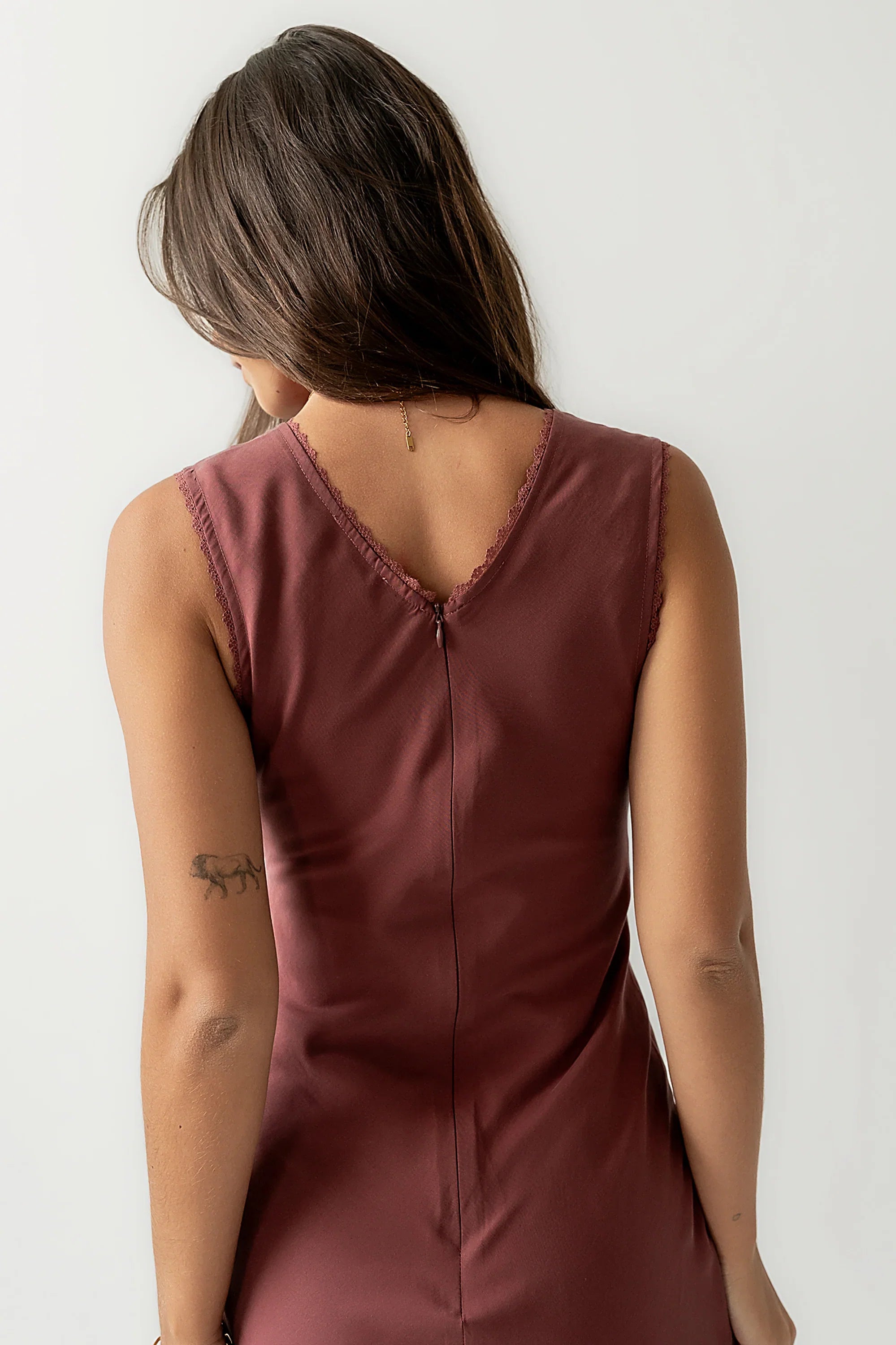Hailey Lace Trim Maxi Dress in Marsala FINAL SALE