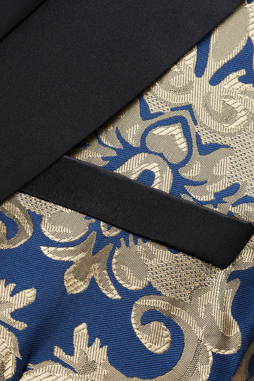 Mens Royal Blue Shawl Lapel One Button Jacquard Prom Blazer