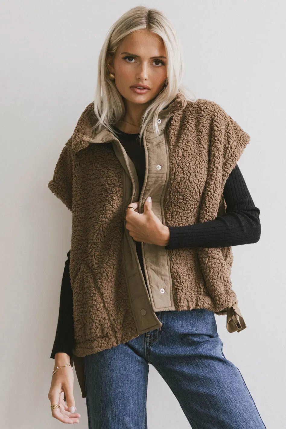 Johanna Sherpa Vest in Brown FINAL SALE