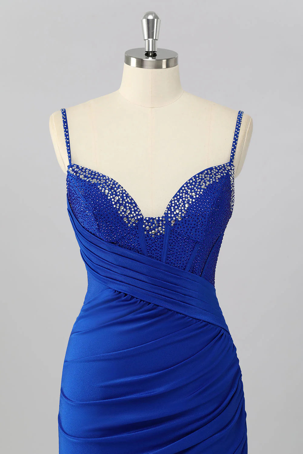 Bodycon Corset Ruched Mini Royal Blue Homecoming Dress with Beading