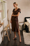Austia Midi Dress in Brown