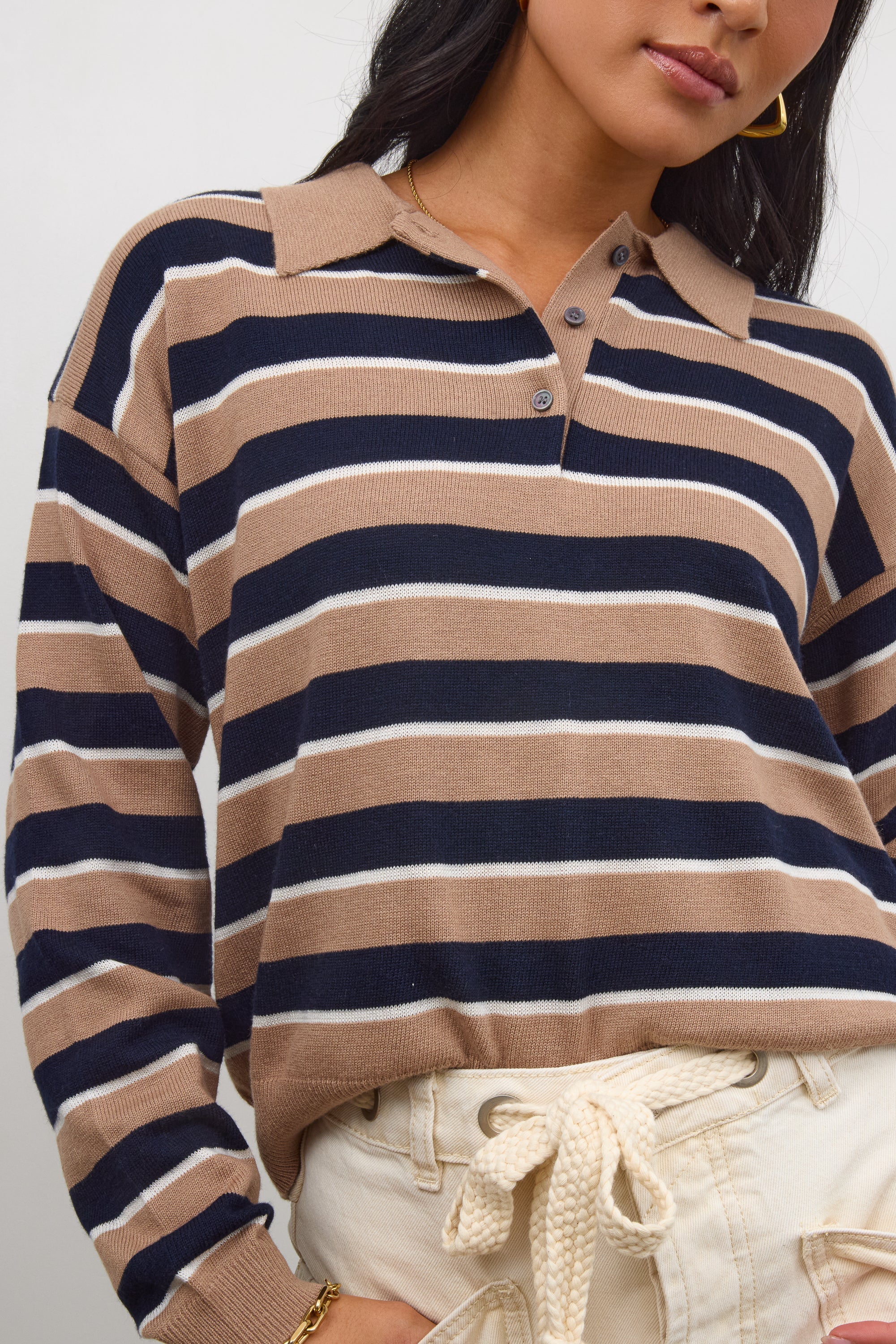 Morgan Striped Sweater in Taupe FINAL SALE
