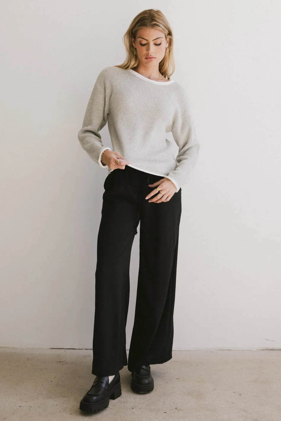 Mandy Contrast Sweater in Grey FINAL SALE