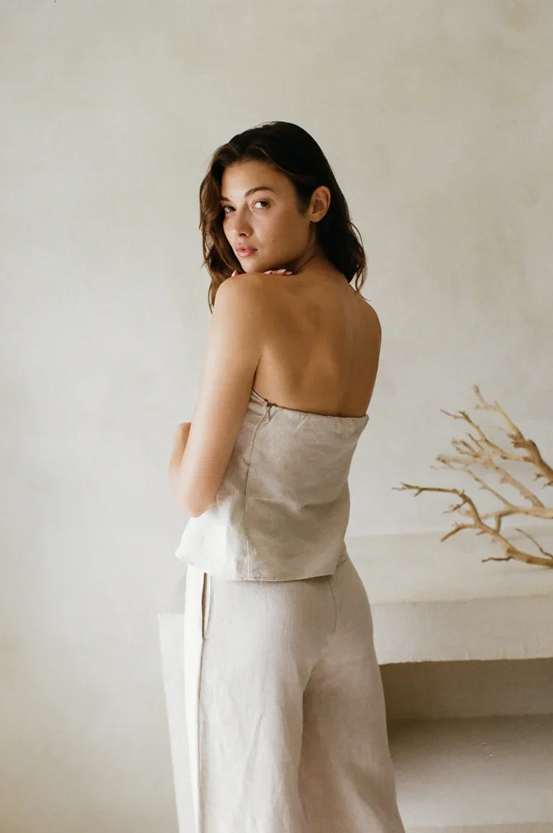 Laguna Linen Strapless Top