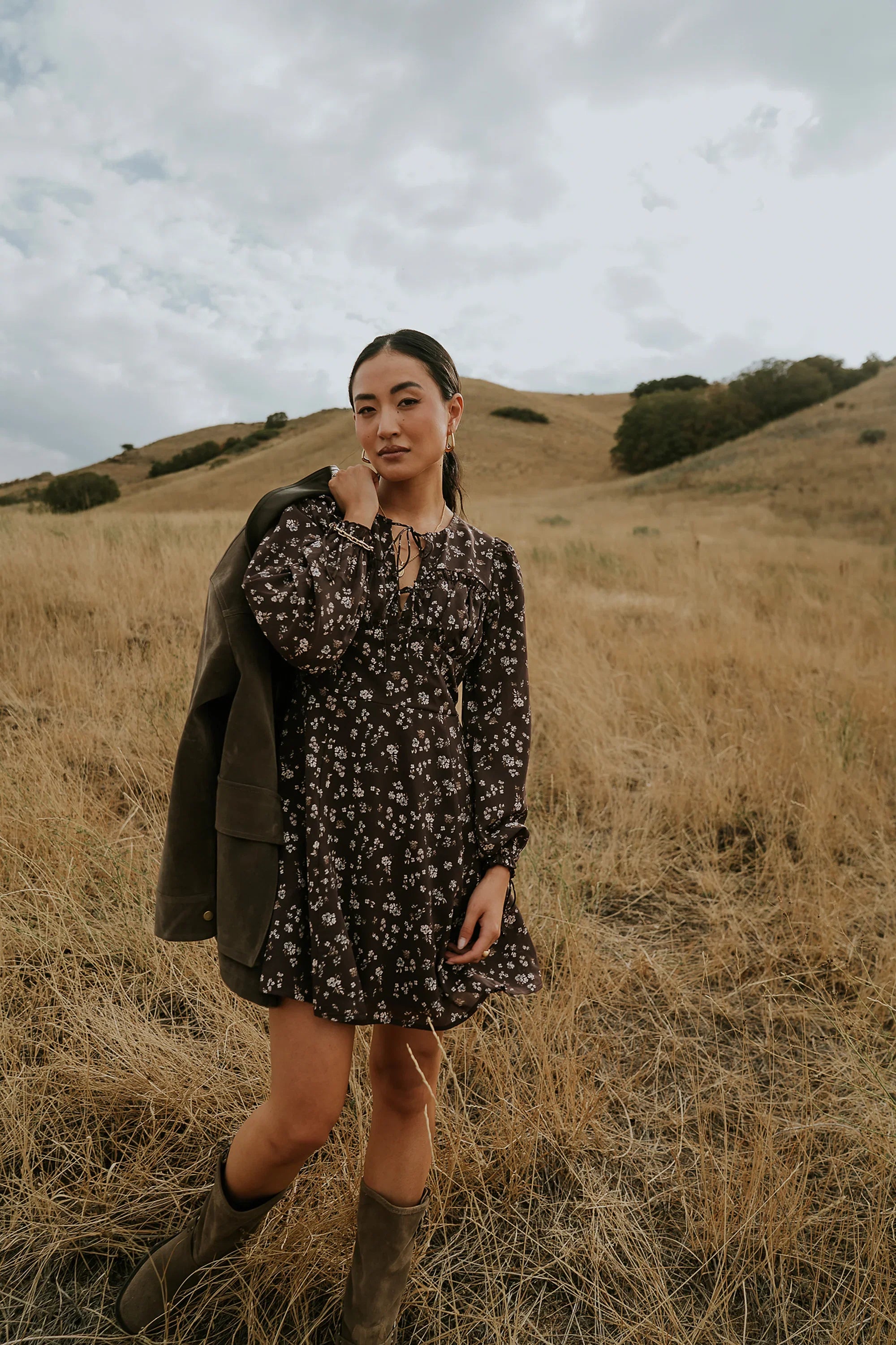 Myles Floral Mini Dress in Burgundy FINAL SALE