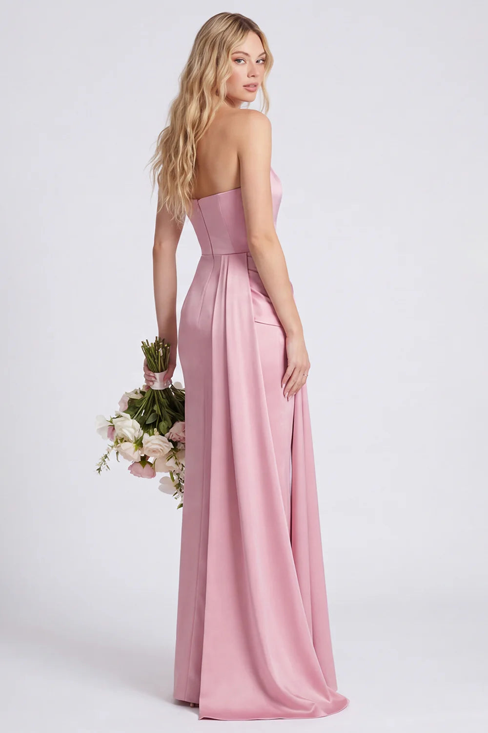 Strapless Mermaid Eucalyptus Bridesmaid Dress with Sash