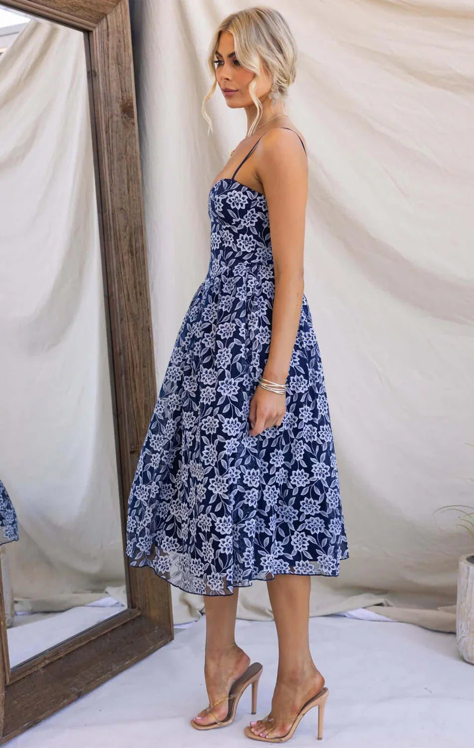 BLOSSOM MIDI DRESS NAVY BLUE