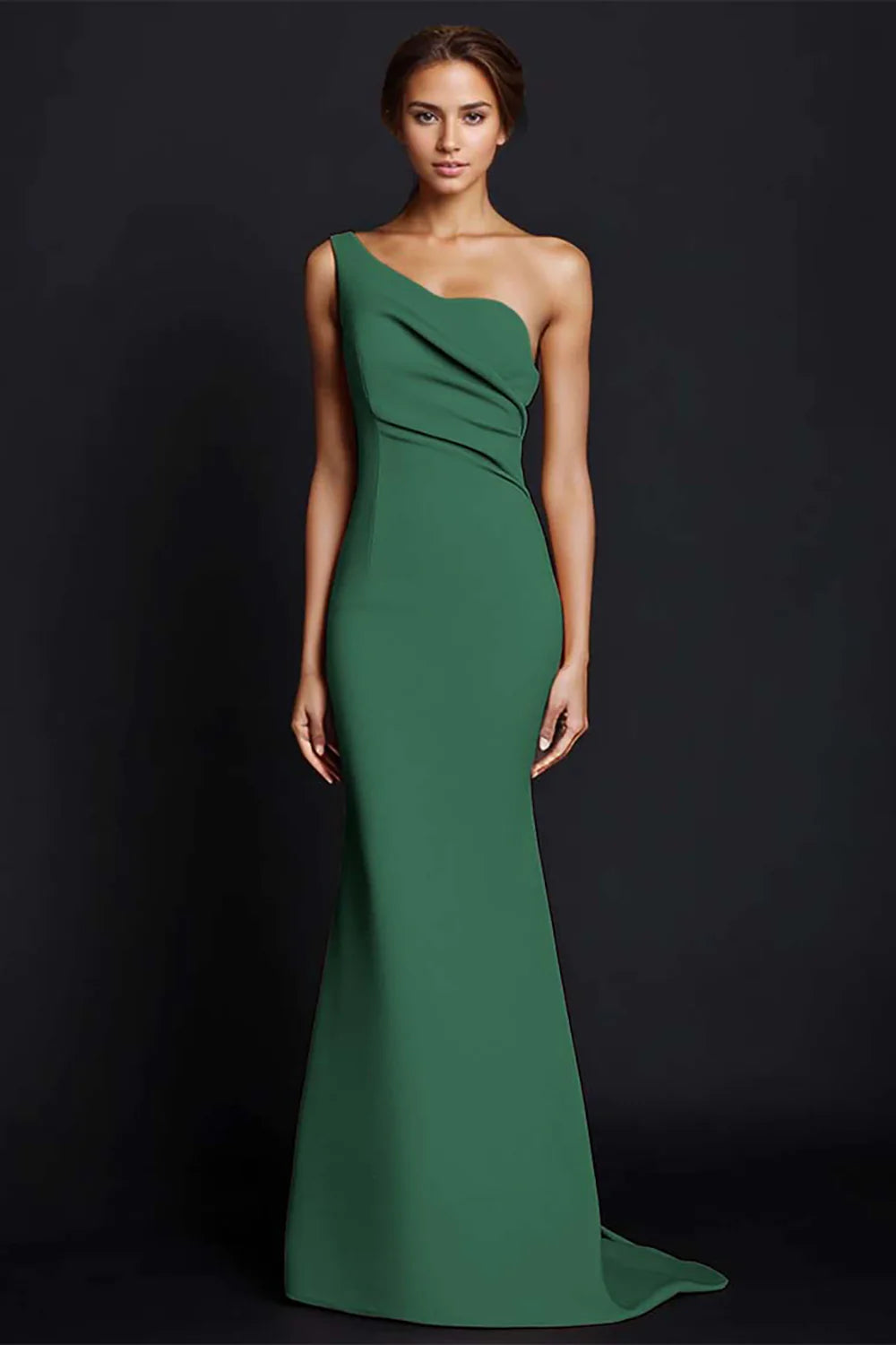 Khaki Mermaid One Shoulder Maxi Dress