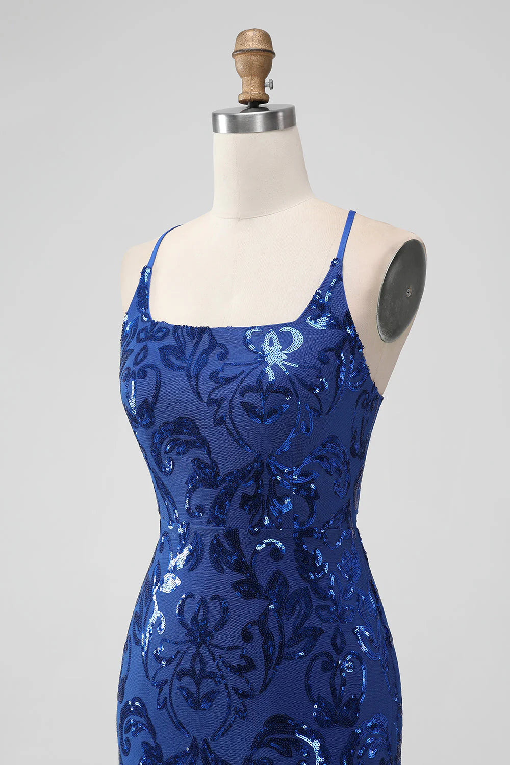Royal Blue Bodycon Sequins Short Homecoming Dress with Lace up Back