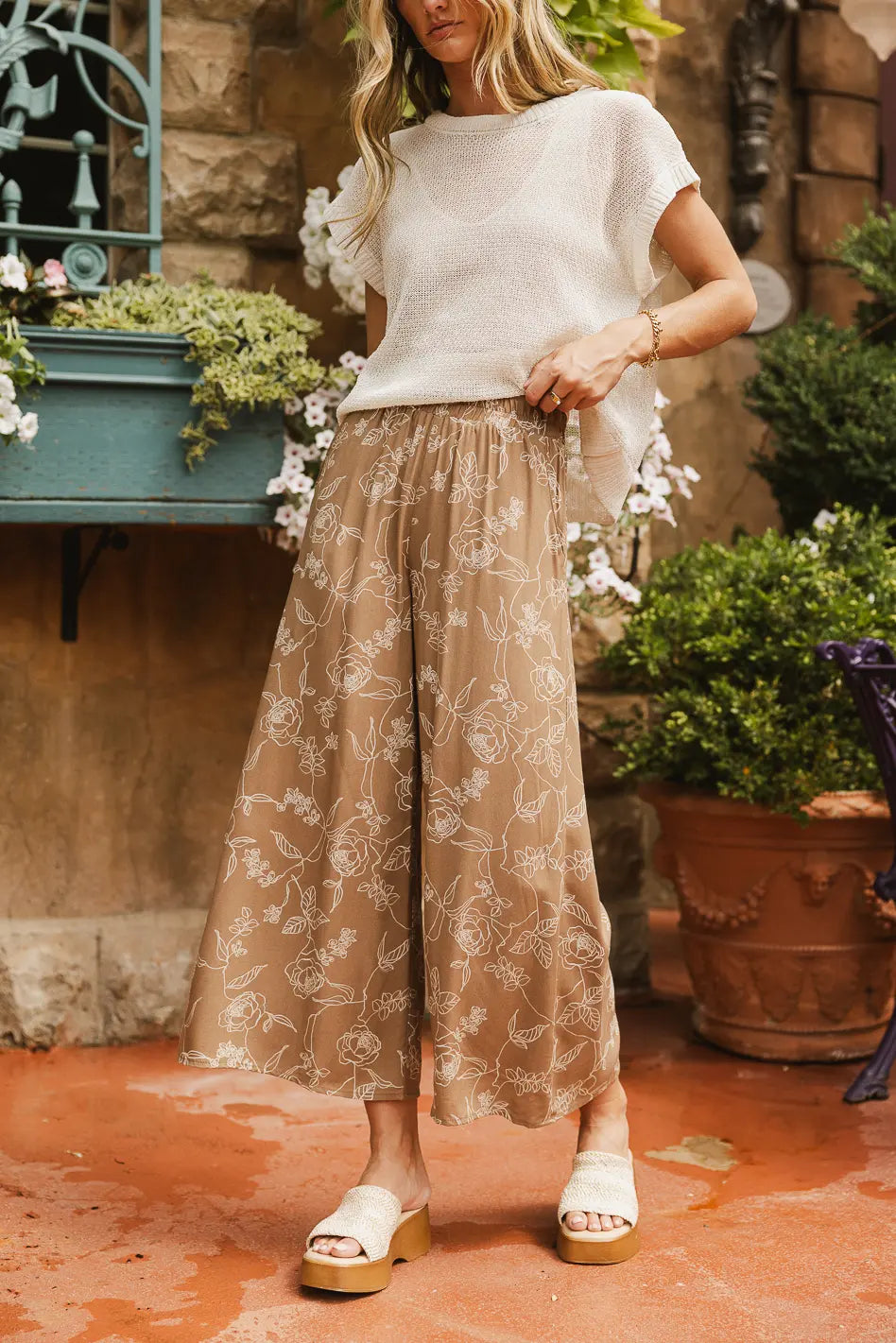 Tallulah Floral Pants in Mocha FINAL SALE
