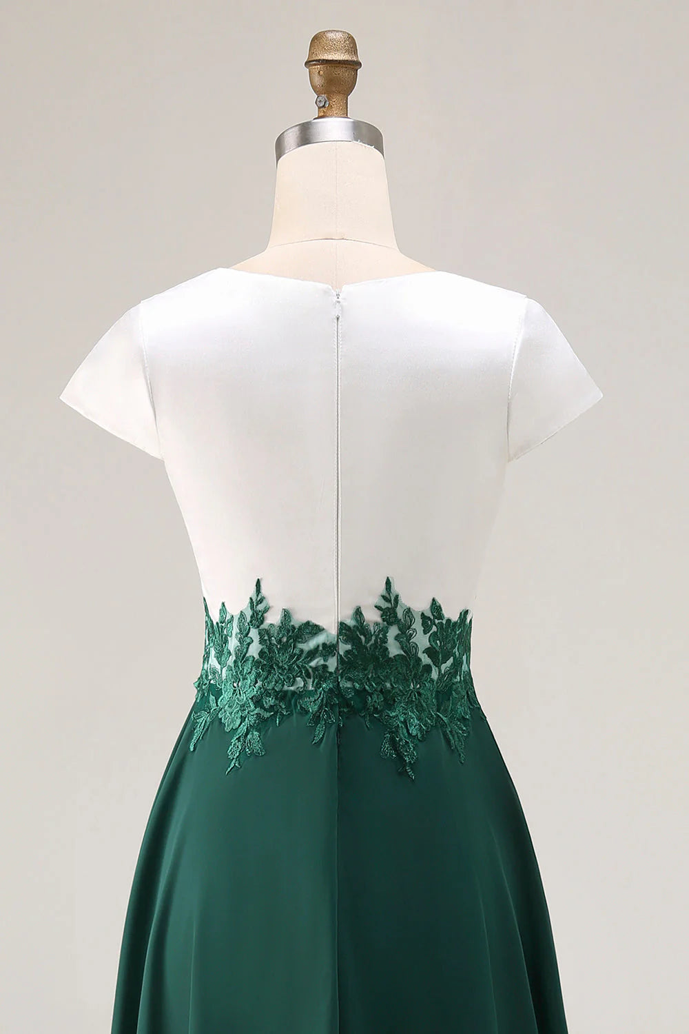 White Green A Line V Neck Chiffon Mother Of The Bride Dress with Appliques