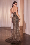 Maddox Gown Black Gold STRAPLESS GLITTER EMBELLISHED GOWN