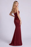 Burgundy Strapless Mermaid Formal Dress
