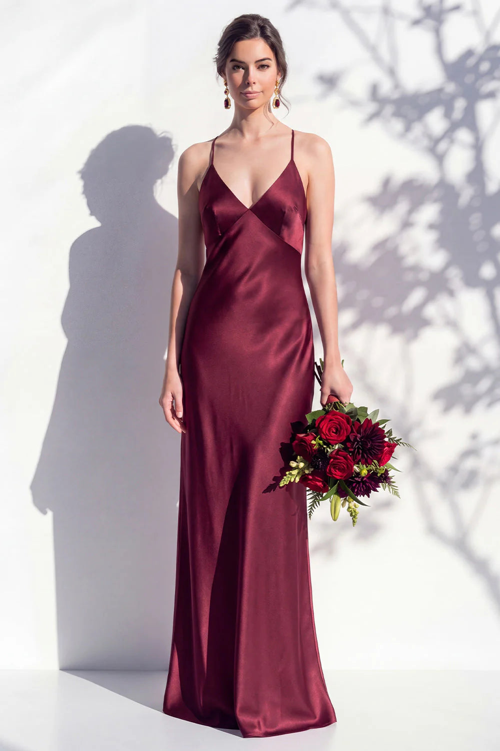 Satin Spaghetti Straps Sheath Sage Bridesmaid Dress