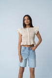 Holly Smocked Blouse in Cream