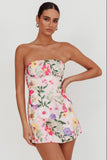 Gardenia Mini Dress Strapless Floral Embroidered Mini