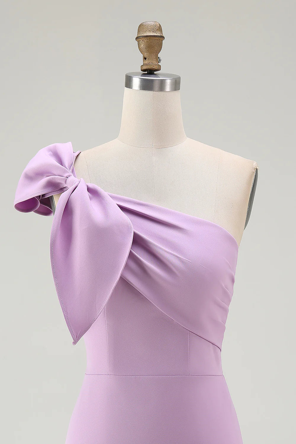 White One Shoulder Bodycon Graduation Dress with Bow