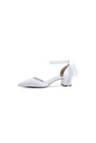 Pointed Toe Double Pearl Ankle Strap Party Shoes With Ribbon Tie