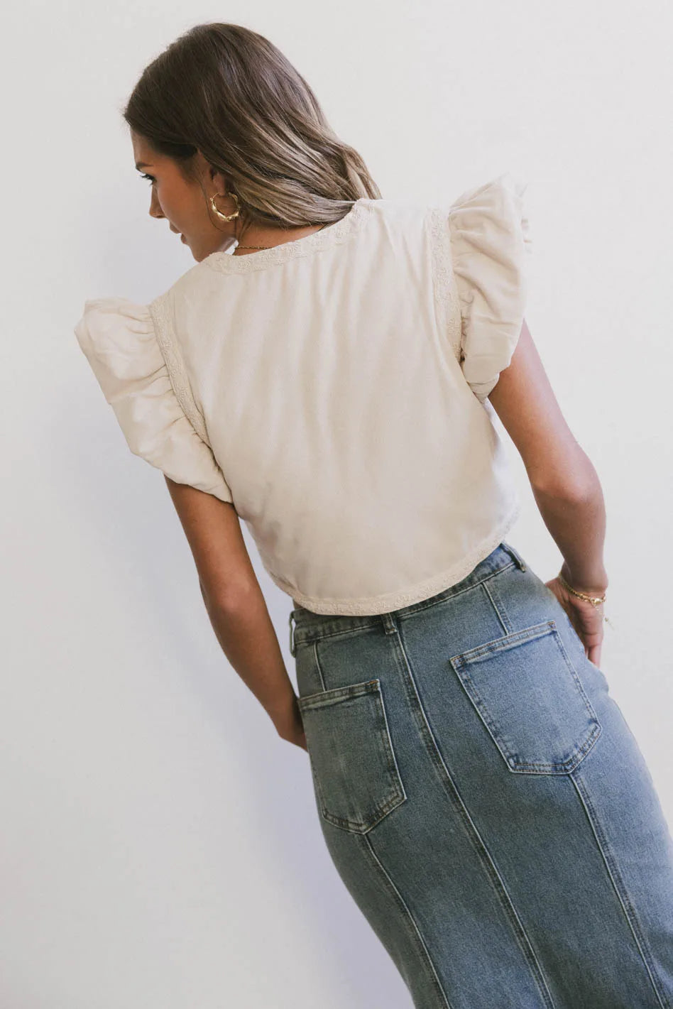 Damaris Embroidered Vest in Ecru FINAL SALE