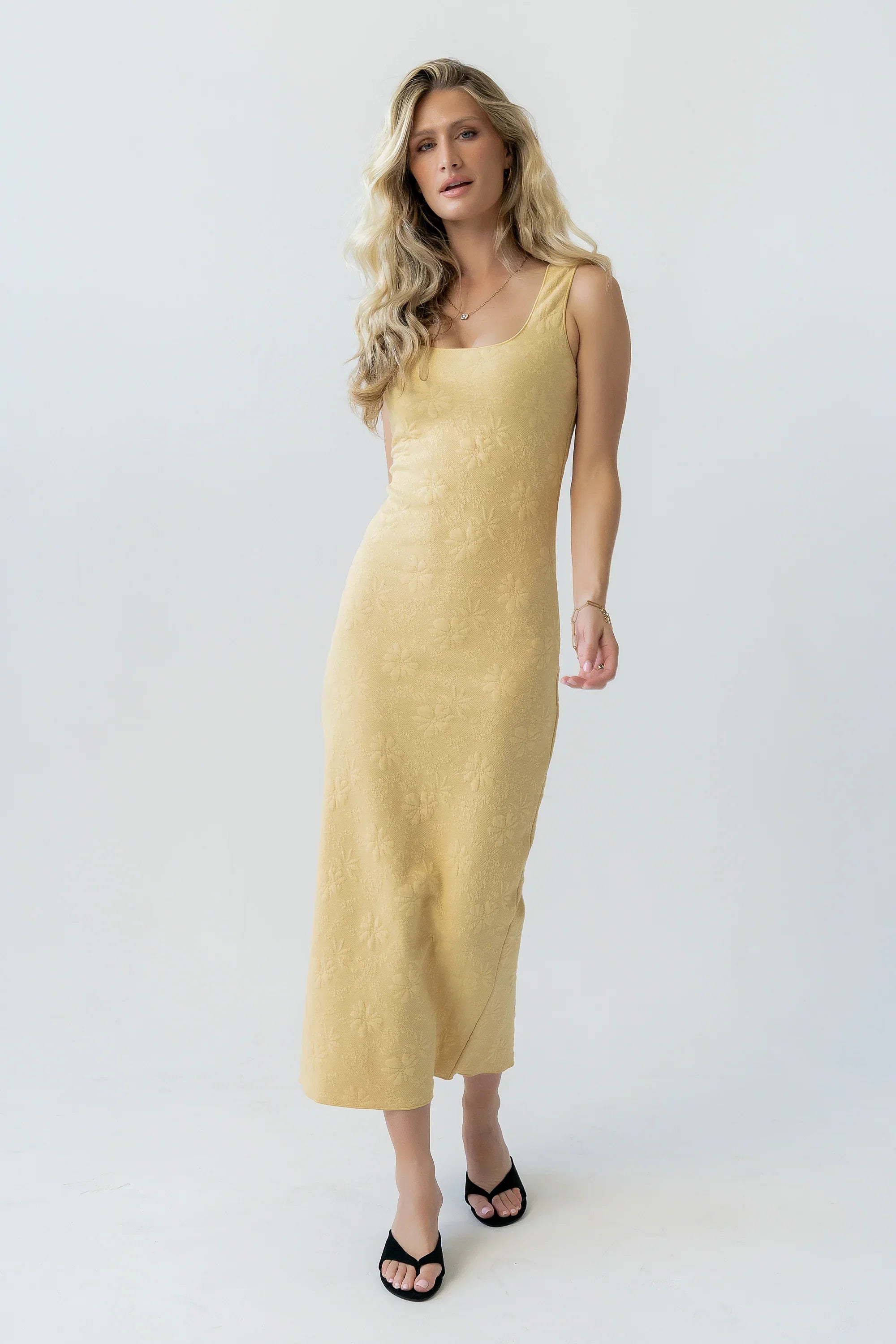 Melissa Textured Maxi Dress in Yellow
