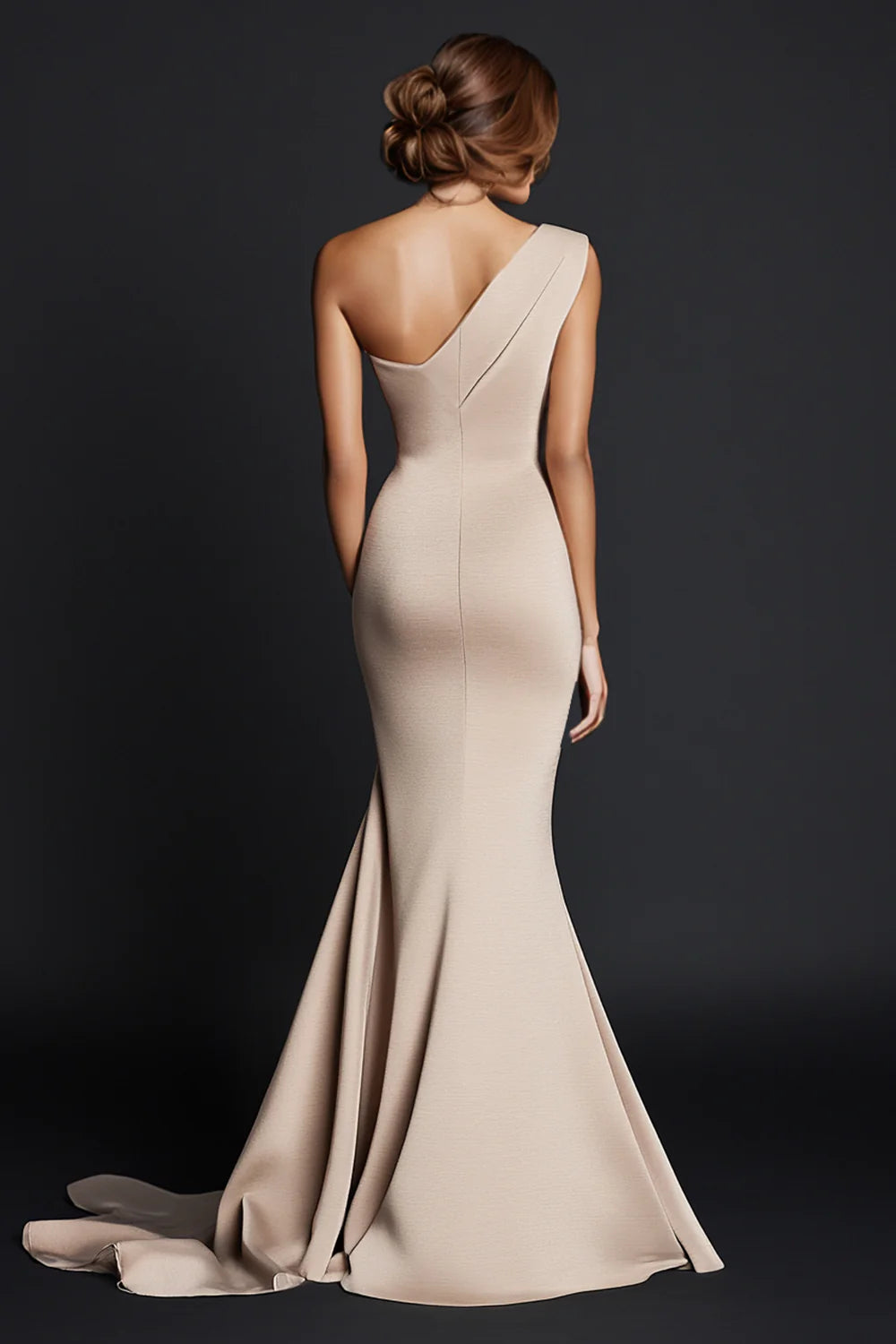 Khaki Mermaid One Shoulder Maxi Dress