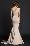 Khaki Mermaid One Shoulder Maxi Dress