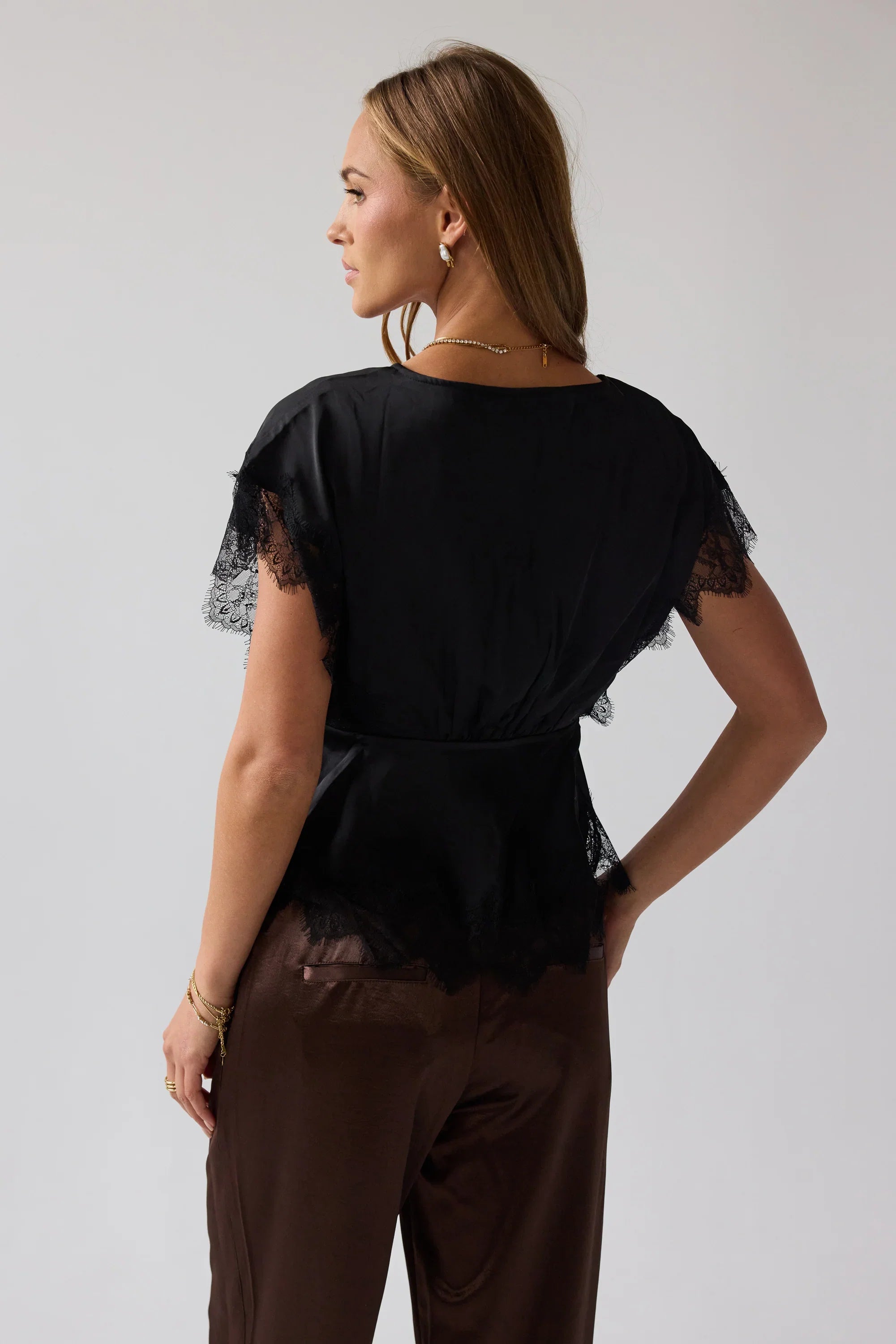 Chelsea Satin Blouse in Black FINAL SALE