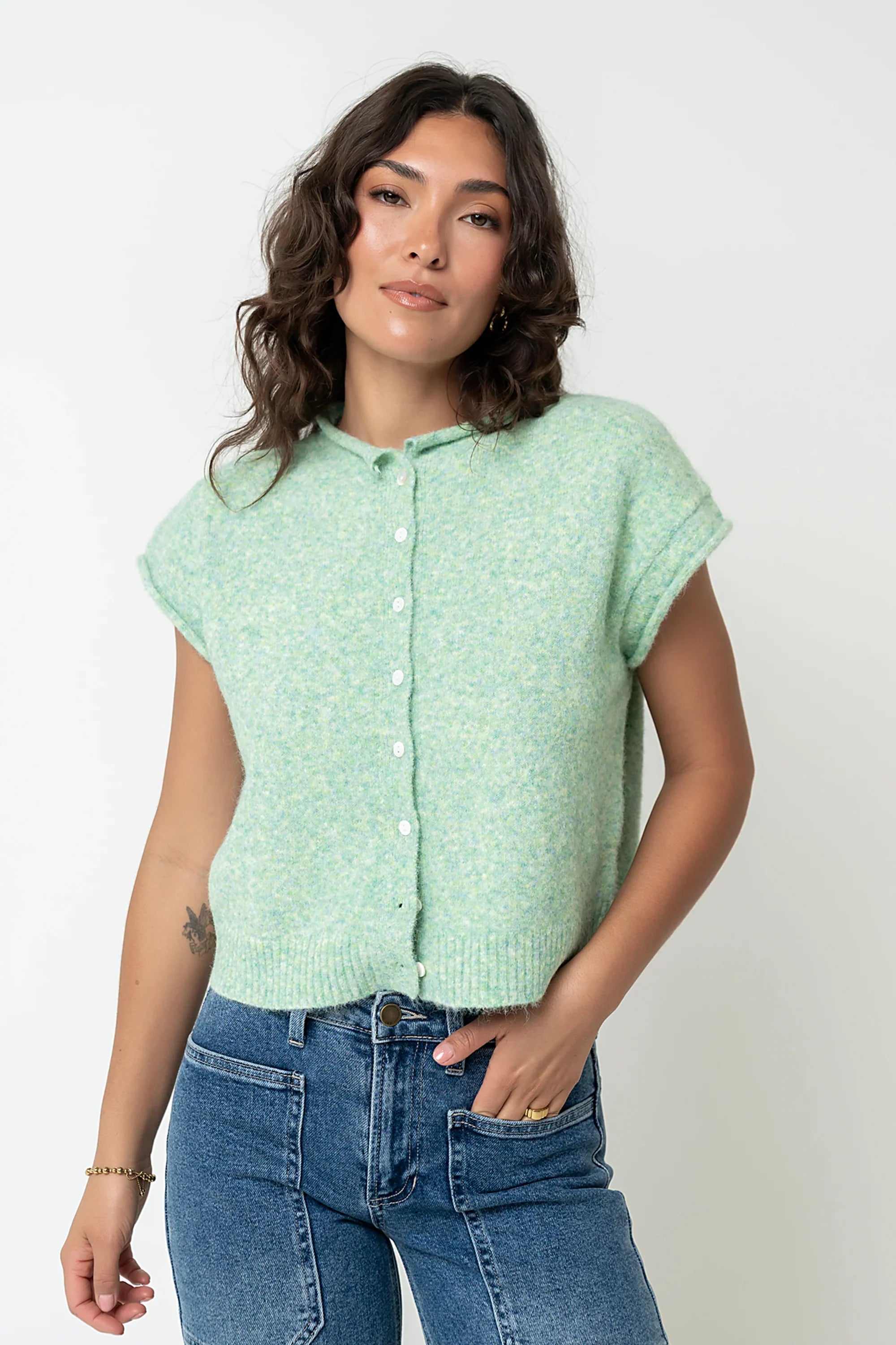 Percey Knit Cardigan in Seafoam