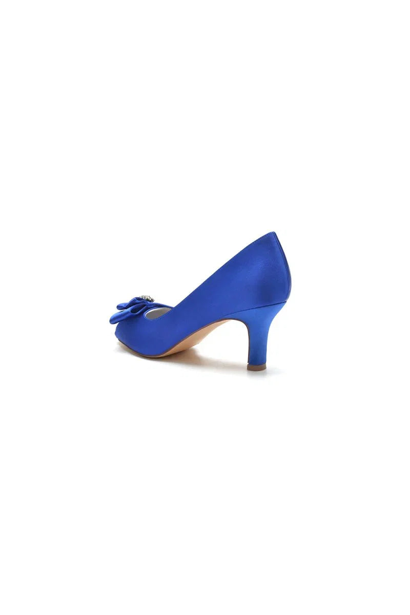 Open Toe Crystal Bow Chunky Heels