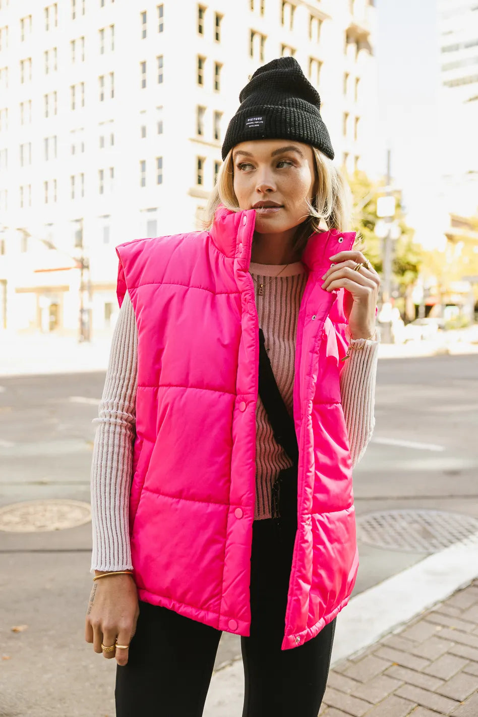 Caelan Puffer Vest in Pink FINAL SALE