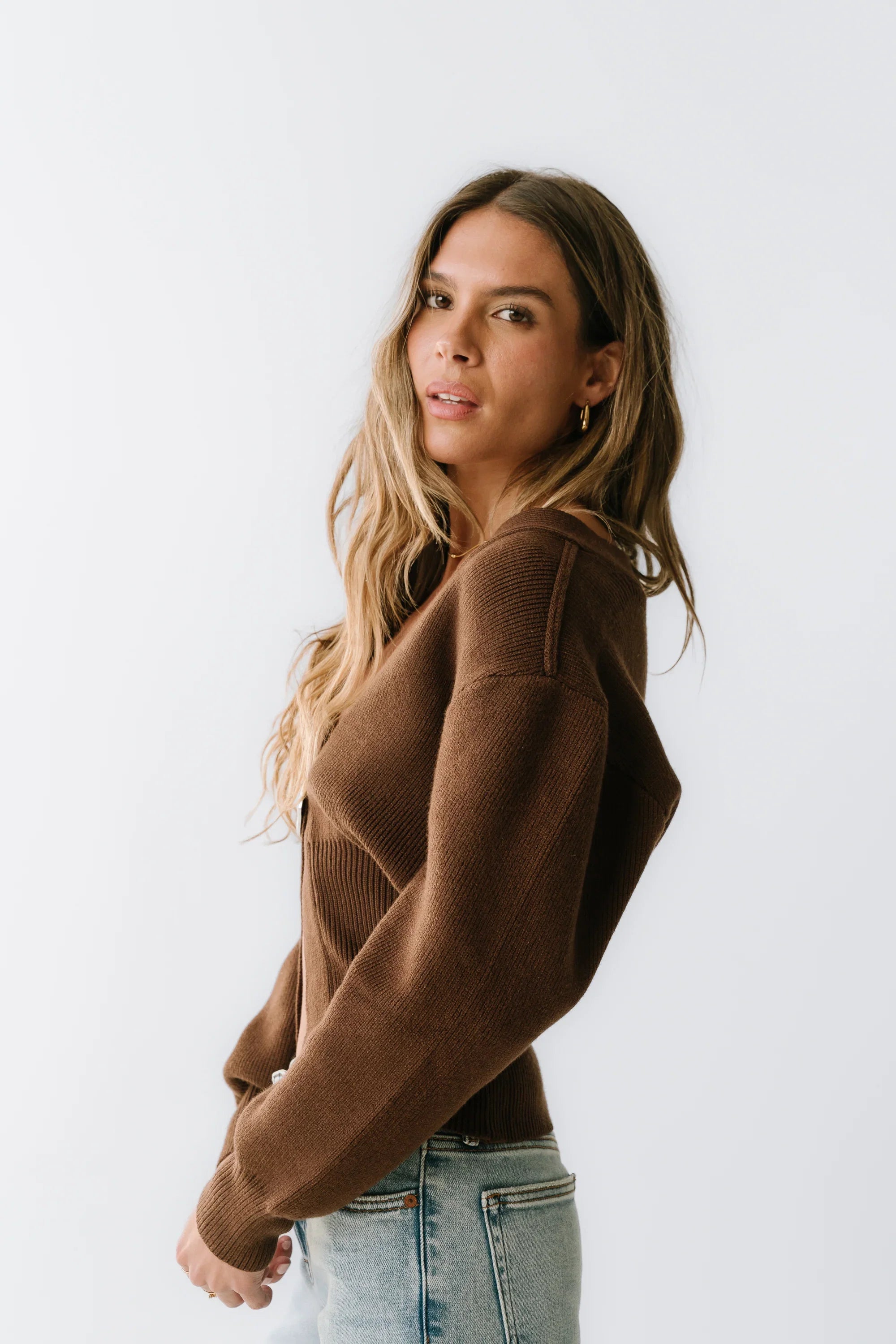 Minnie Knit Cardigan in Brown FINAL SALE