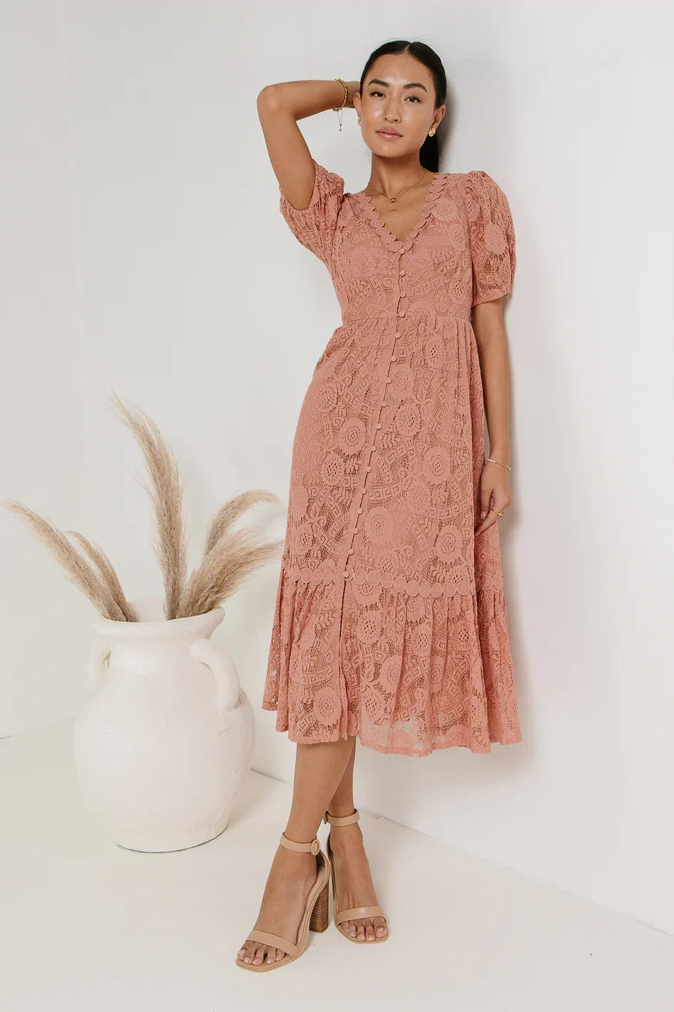 Rowan Lace Dress in Pink FINAL SALE