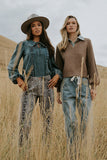 Mellanie Two Toned Baggy Jeans in Medium Wash FINAL SALE