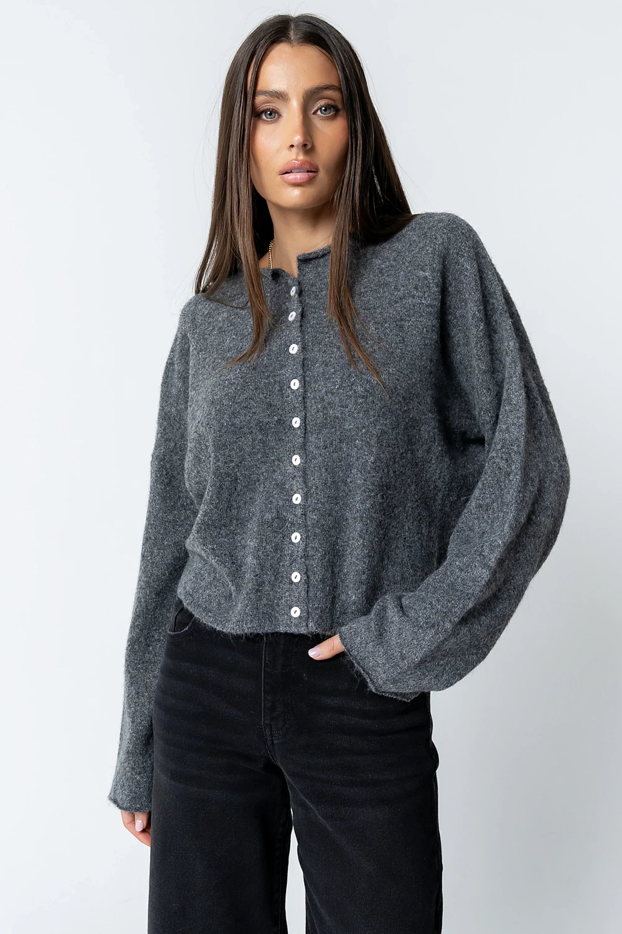 Maci Cardigan in Charcoal FINAL SALE