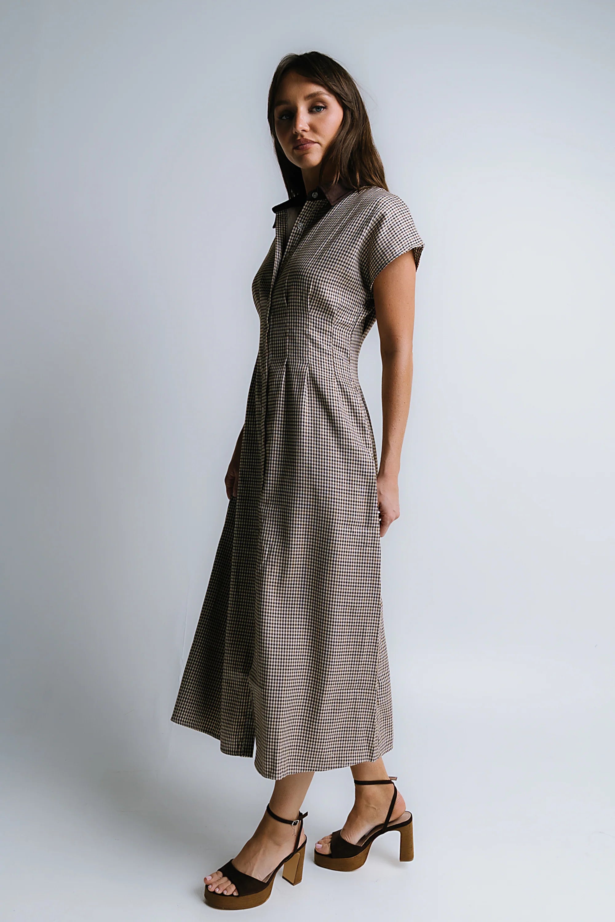 Andie Houndstooth Maxi Dress FINAL SALE
